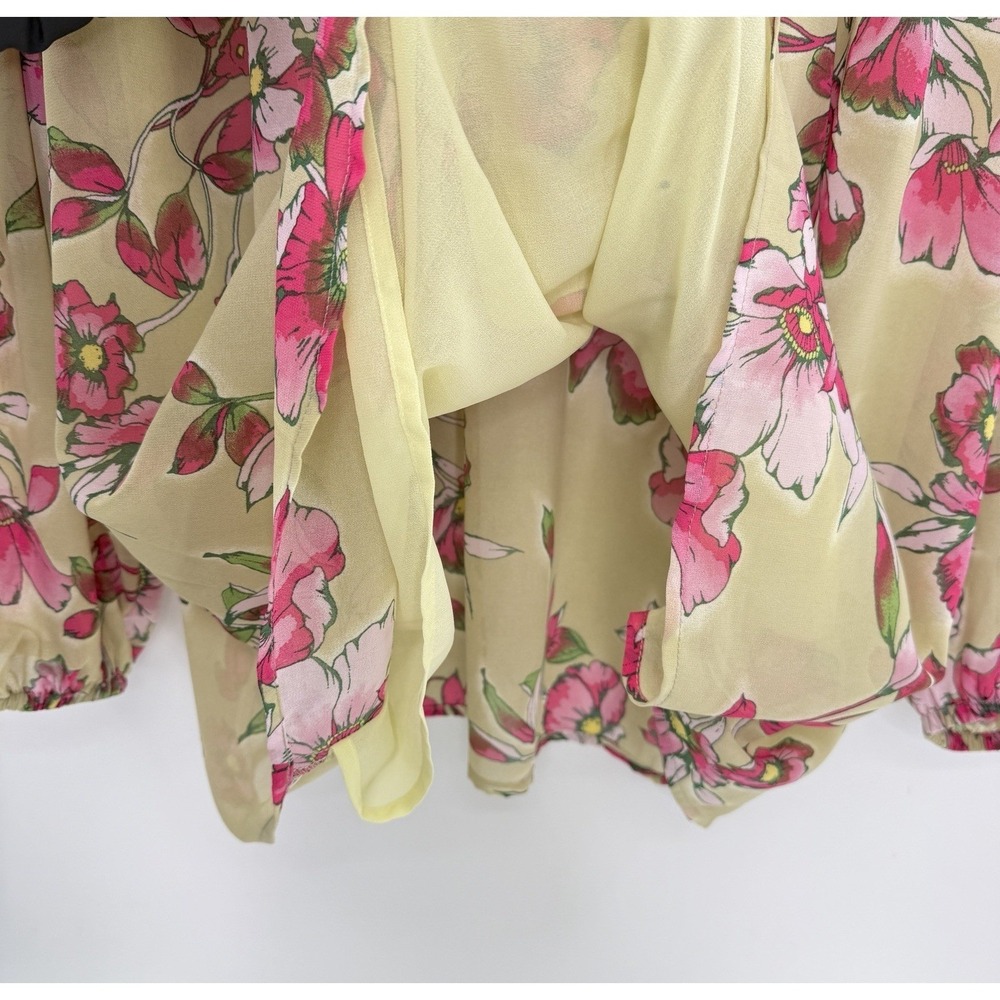 Belle Kim Gravel Plus Size Sheer Chiffon Overlay Blouson Blossom Blouse Sage 3x - Picture 7 of 9